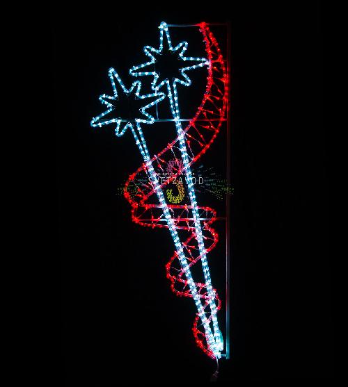 Светодиодная консоль к 9 мая "Салют", 150х60 см, белый, красный