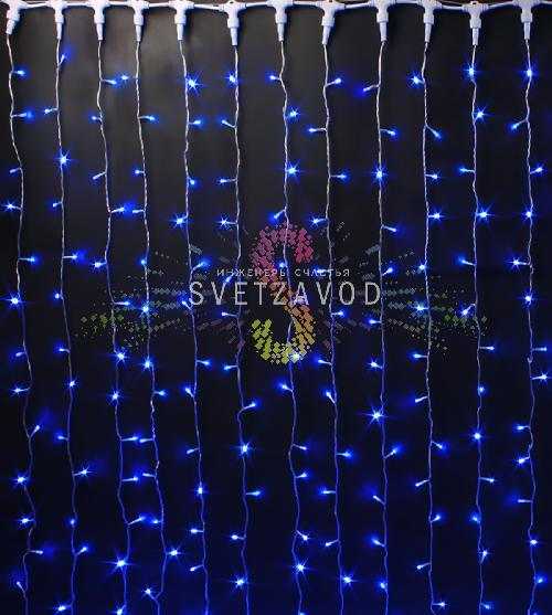 Светодиодный дождь Водопад, 3х2м, синий, чейзинг, прозрачный ПВХ, 24В, IP54, Rich Led