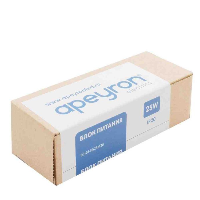 Черный блок питания слим 12В 25Вт IP20 2А 113x42x31 мм Apeyron Electrics, алюминиевый корпус с маркированными клеммами