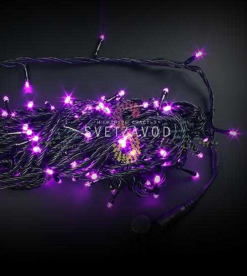 Гирлянда-нить Твинкл Лайт, 220В, чейзинг, розовая, 20м, черный ПВХ, IP54, Rich Led