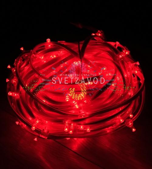 Клип Лайт 12В, фиксинг, красный, 135 LED, 20м, прозрачный ПВХ, с защитным колпачком, IP65