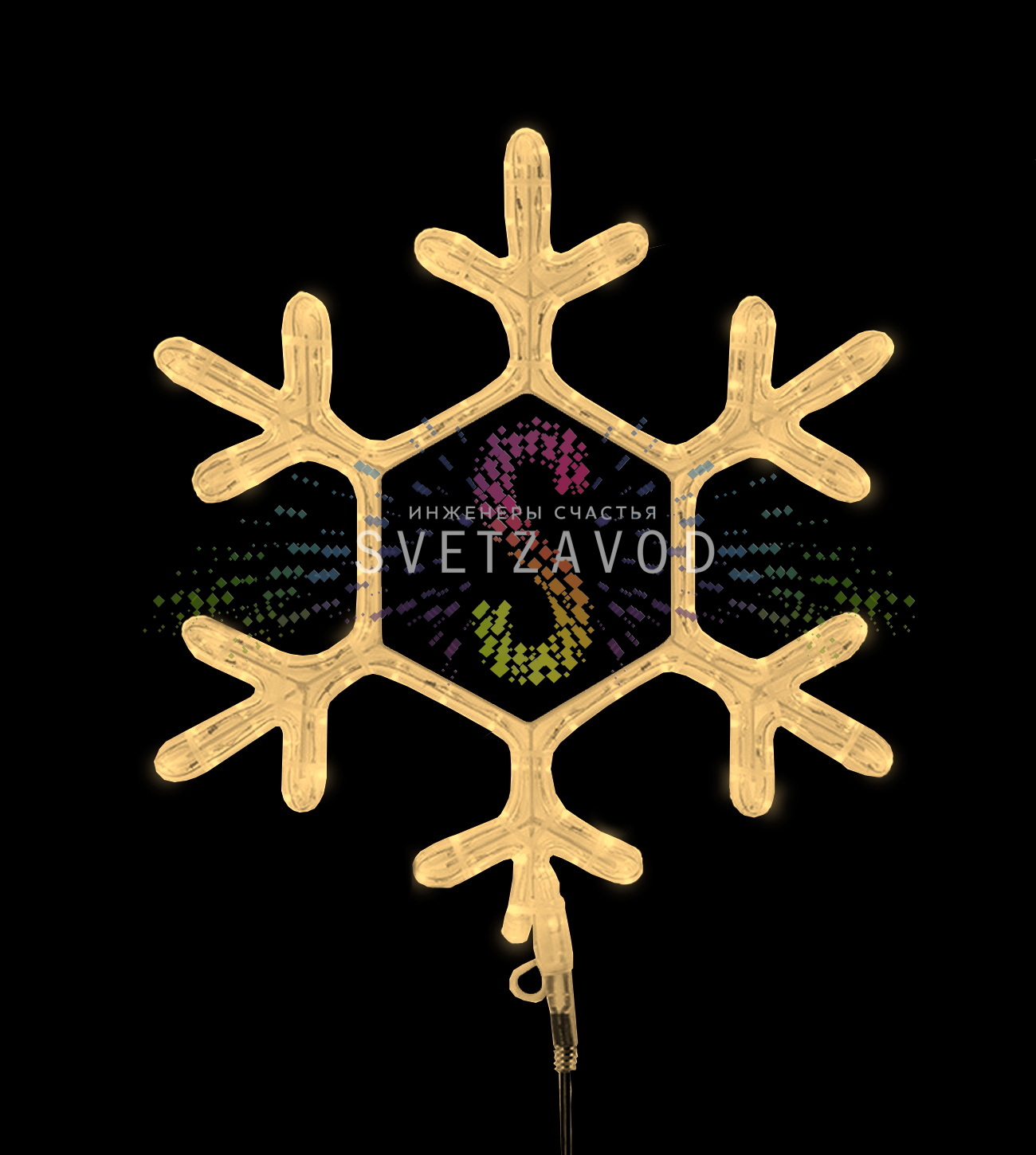 Светодиодная Снежинка, 45х38 см, теплая белая, фиксинг, 220В, IP65, Neon-Night