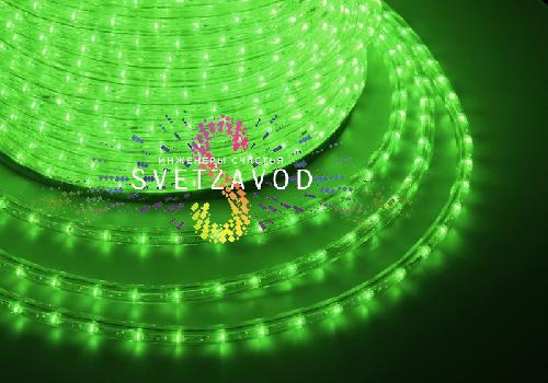 Светодиодный дюралайт, Ø 13мм, 220В, 2W, 30 led/м, фиксинг, зеленый, 100м, Neon-Night