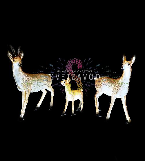 Светодиодные фигуры из стекловолокна Семья антилоп, 125/107/69 см, 24В, с трансформатором, IP65