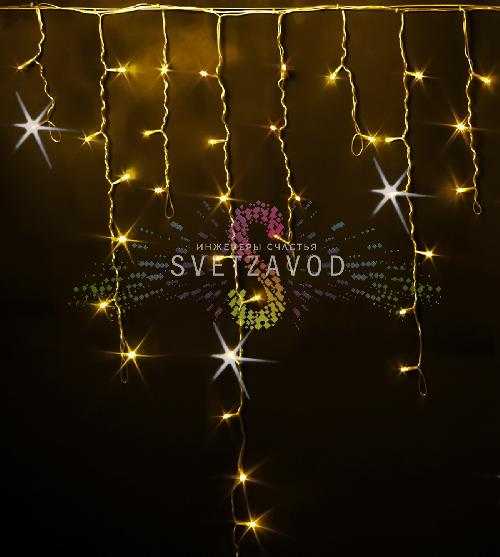 Светодиодная бахрома Айсикл, 3х0,9м, мерцающая, 220В, желтая, прозрачный ПВХ, IP54, Rich Led