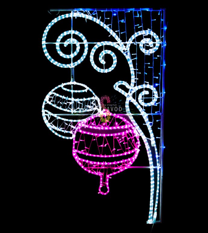 Детальное фото светодиодной консоли 'Новый год!' размером 150х85 см на металлическом каркасе, готовой к монтажу на опору уличного освещения.