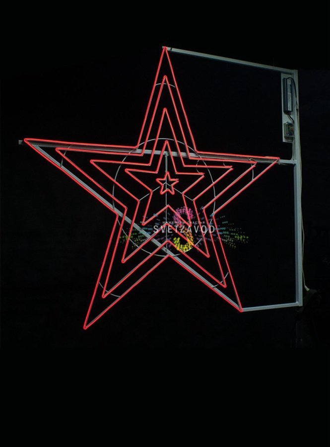 Детальное фото светодиодной консоли "Звезда" для 9 мая: двухсторонняя конструкция с гибким неоном, металлический каркас, элементы крепления. Детальное фото светодиодной консоли "Звезда" для 9 мая: двухсторонняя конструкция с гибким неоном, металлический каркас, элементы крепления.