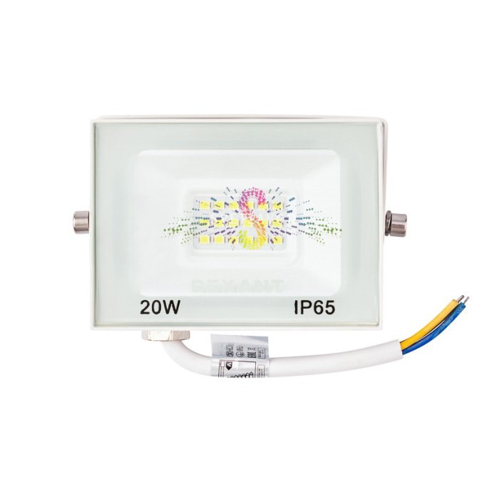 Прожектор светодиодный REXANT 20Вт с белым алюминиевым корпусом, степень защиты IP65, угол свечения 120 градусов, прозрачным стеклянным рассеивателем. Прожектор светодиодный REXANT 20Вт с белым алюминиевым корпусом, степень защиты IP65, угол свечения 120 градусов, прозрачным стеклянным рассеивателем.