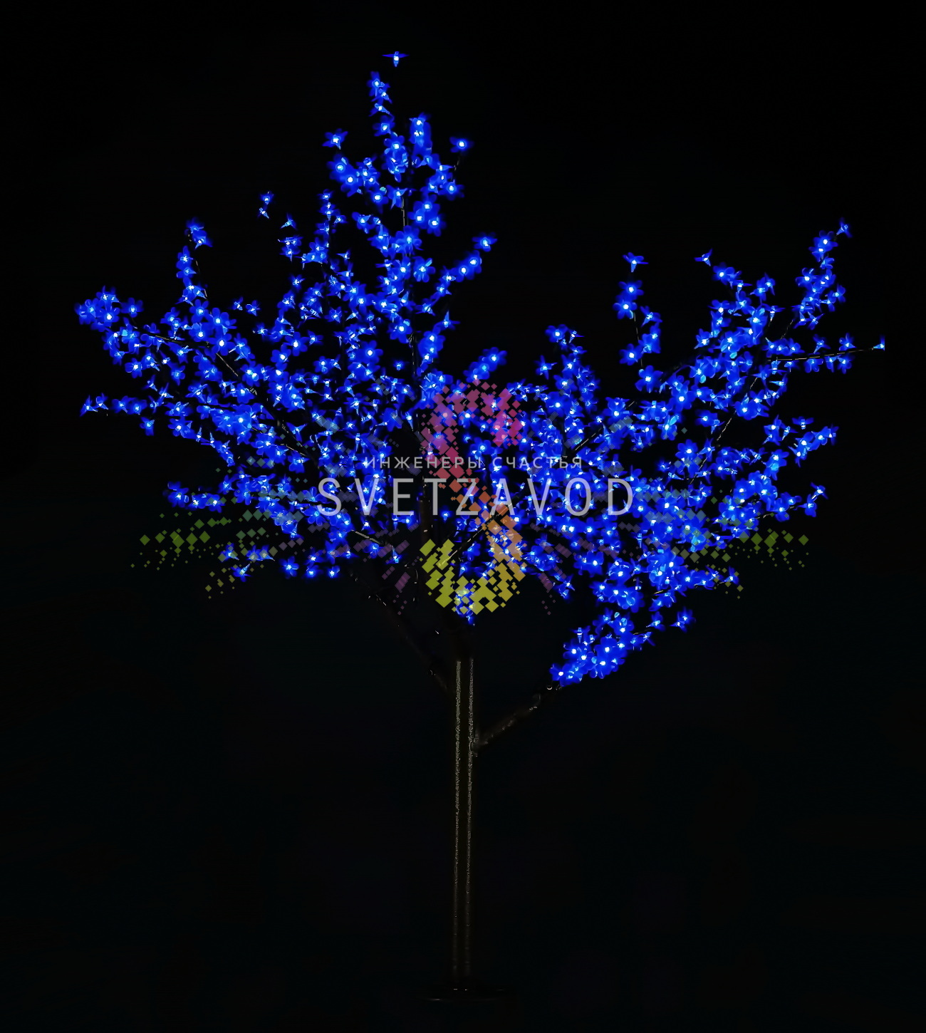 Светодиодное дерево Сакура, 1,9 м, Ø1,5 м, синее, 24B, 864LED, IP65