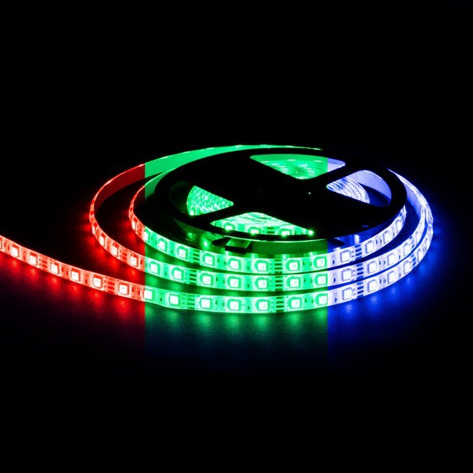 Светодиодная лента RGB IP65 SMD5050 60LED/м 5м, белая плата, силиконовая трубка, многоцветное свечение, LSE-276