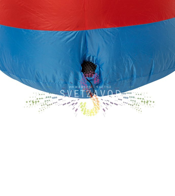 Детальное фото надувной фигуры Деда Мороза 180 см с теплой белой светодиодной подсветкой, компрессором и элементами крепления.