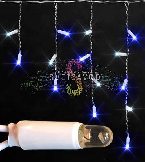 Светодиодная бахрома Айсикл, 3х0,5м, фиксинг, 220В, синяя+белая, прозрачный ПВХ, IP65, Rich Led