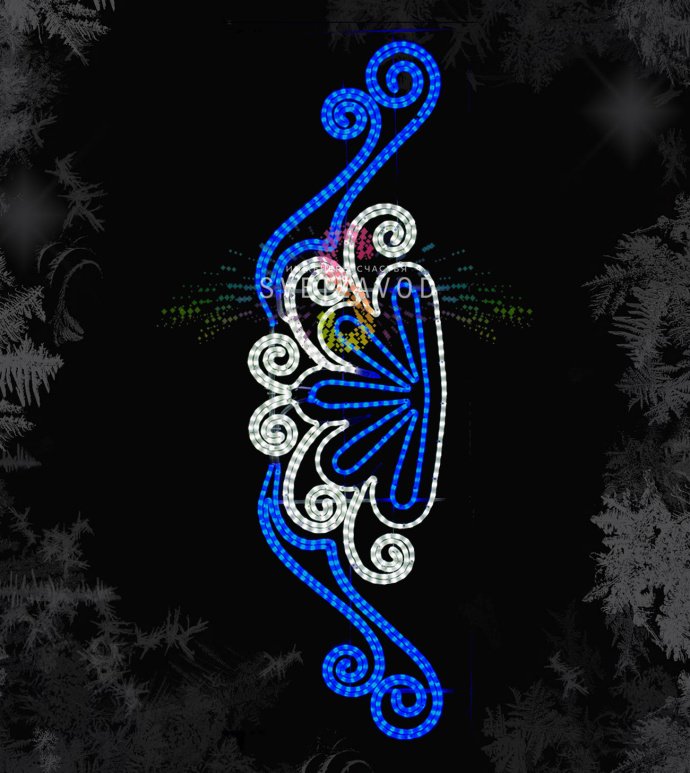 Светодиодная консоль Лавина 200х65 см бело-синяя на металлическом каркасе