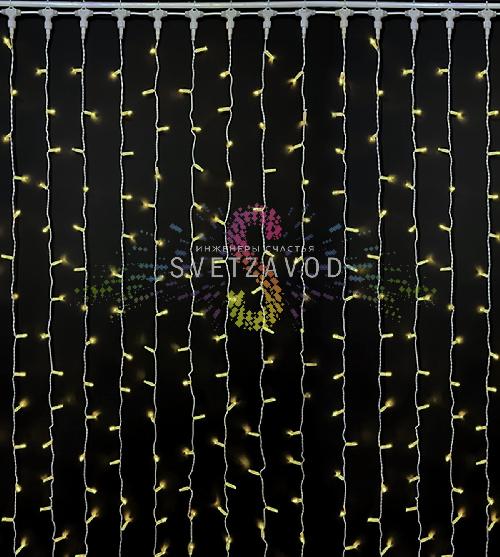 Светодиодный дождь 2х6м, теплый белый, мерцающий, WF, белый ПВХ, 220В, IP65, Rich Led