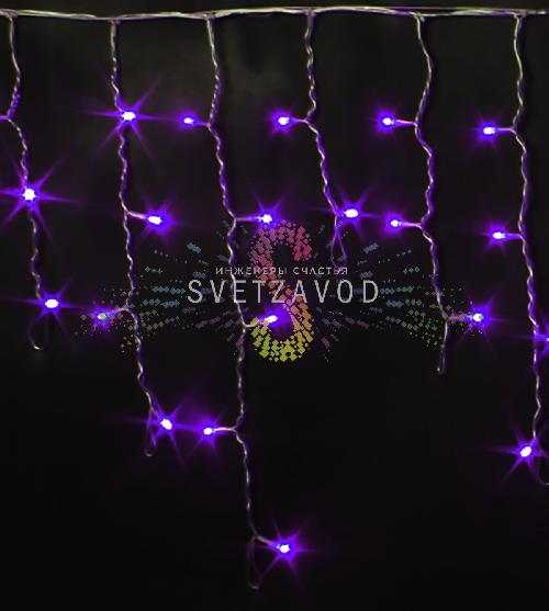 Светодиодная бахрома Айсикл, 3х0,5м, фиксинг, 220В, фиолетовая, прозрачный ПВХ, IP54, Rich Led