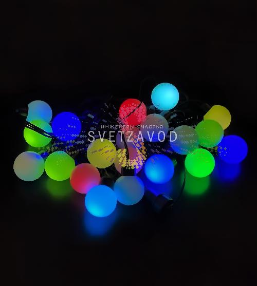 Гирлянда Шарики Ø 40мм, 5м, 24В, черный каучук, RGB, IP65, без блока питания