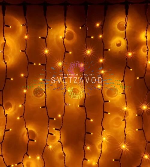 Светодиодный дождь 2х6м, желтый, мерцающий, YF, черный ПВХ, 220В, IP65