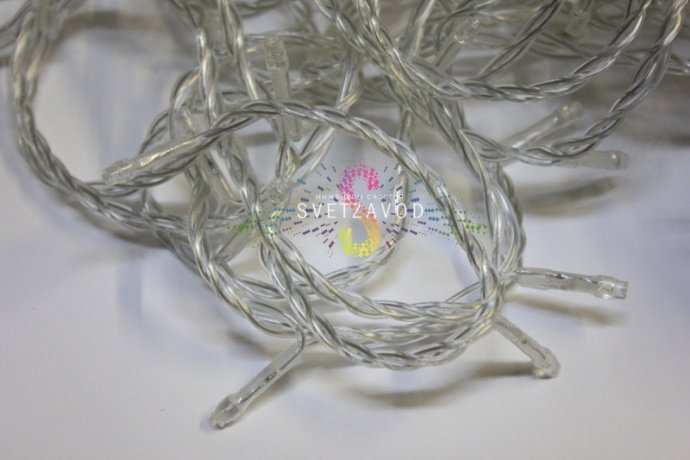 Детальное фото Клип Лайт Спайдер: 5 желтых нитей по 20 метров, прозрачный провод ПВХ, светодиоды с шагом 10 см, блок питания 24В