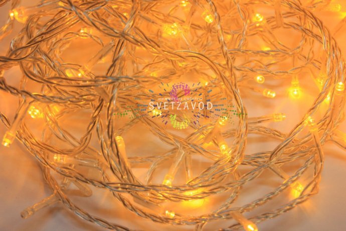 Детальное фото Клип Лайт Спайдер: 5 желтых нитей по 20 метров, прозрачный провод ПВХ, светодиоды с шагом 10 см, блок питания 24В