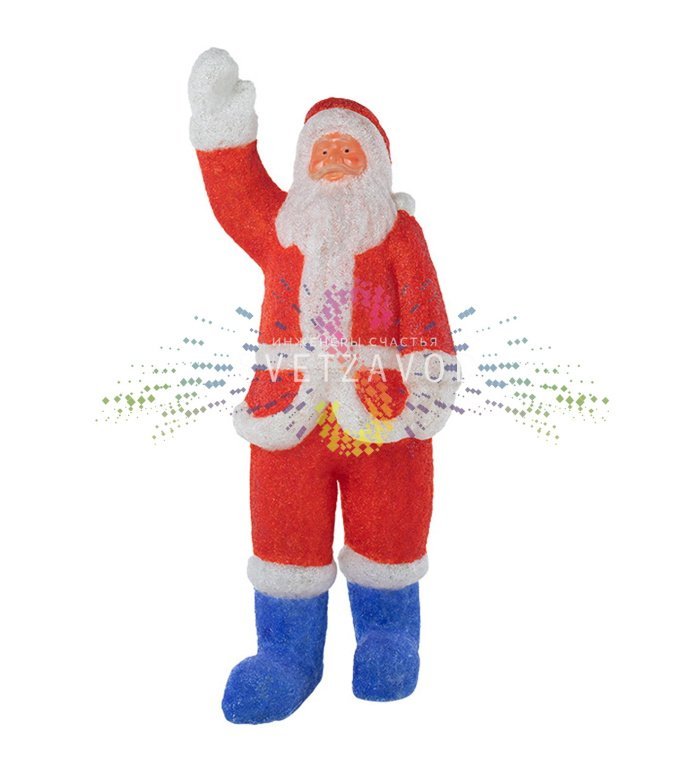 Детальное фото акриловой 3D фигуры Санта Клауса с 4400 светодиодами, демонстрирующее металлический каркас и качество сборки для уличного использования.