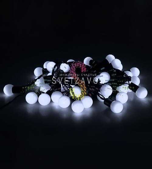 Гирлянда Шарики Ø 15мм, 10м, 220В, черный ПВХ, белая, IP65, с блоком питания