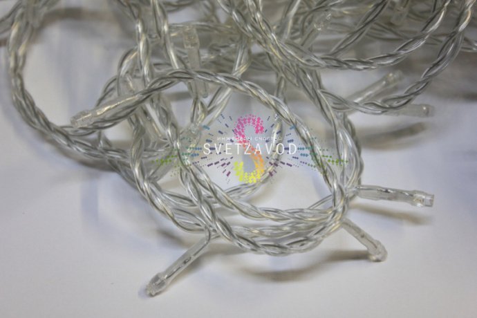 Детальное фото Клип Лайт Спайдер SSP-302: синие светодиоды на прозрачном проводе ПВХ, блок питания, упаковка.