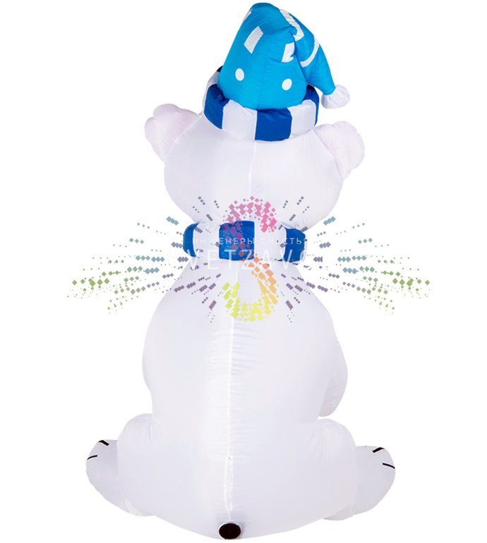 Крупный план надувной фигуры 3D Медведица с медвежонком 180 см от Neon-Night, видны светодиодная подсветка, текстура ПВХ и компрессор в комплекте