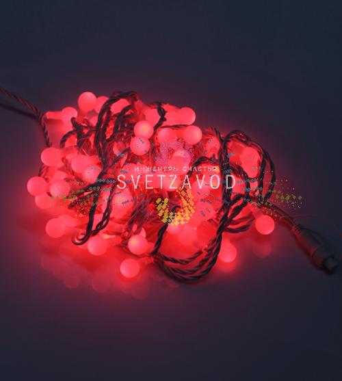 Гирлянда Шарики Ø 25мм, 15м, 220В, белый каучук, красная, IP65, без блока питания