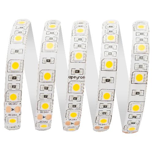 00-319 Светодиодная лента 24В, ПРО, 14,4Вт/м, smd5050, 60д/м, IP65, 1100Лм/м, ширина подложки 10мм, 