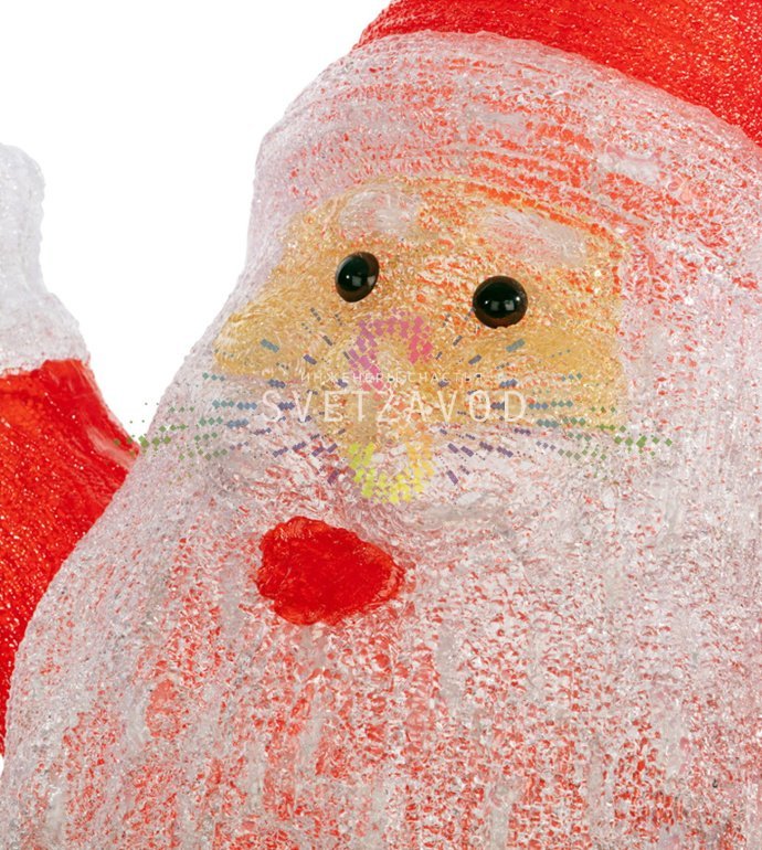 Детальное фото акриловой 3D-фигуры Санта Клауса с 320 светодиодами, подключенной к блоку питания 24В, на примере уличной установки. Детальное фото акриловой 3D-фигуры Санта Клауса с 320 светодиодами, подключенной к блоку питания 24В, на примере уличной установки.