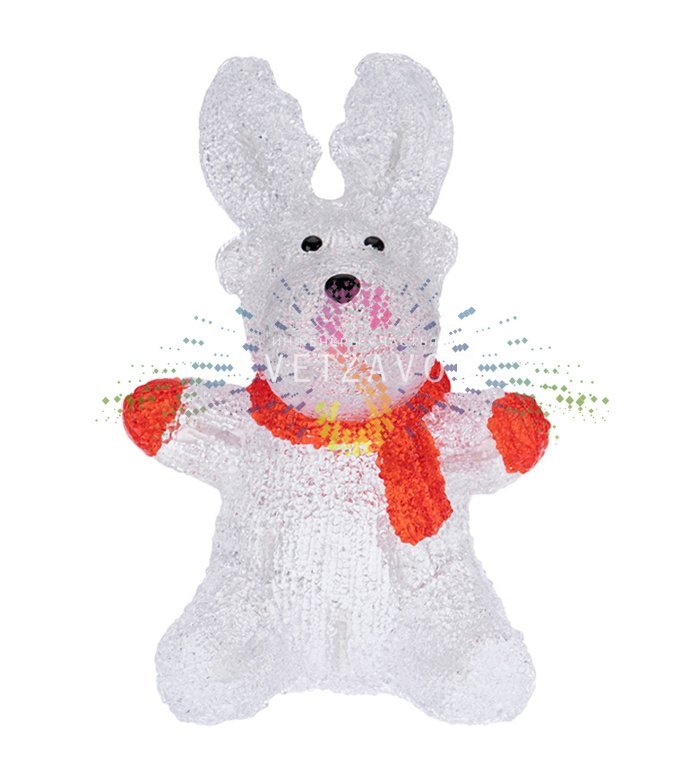 Детальное фото акриловой светодиодной фигуры 3D Олененок в шарфе. Видны 24 светодиода, качественный акрил, размеры 20х17х30 см, работает от 2-х батареек АА.