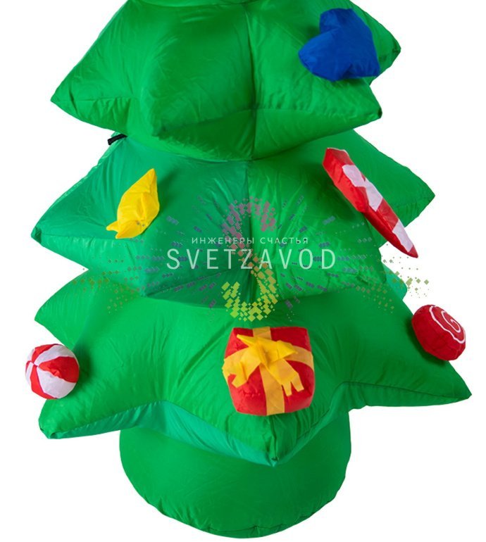 Крупный план надувной фигуры 3D Ель от Neon-Night. Видны прочный ПВХ материал, встроенные светодиоды теплого белого свечения и элементы крепления.