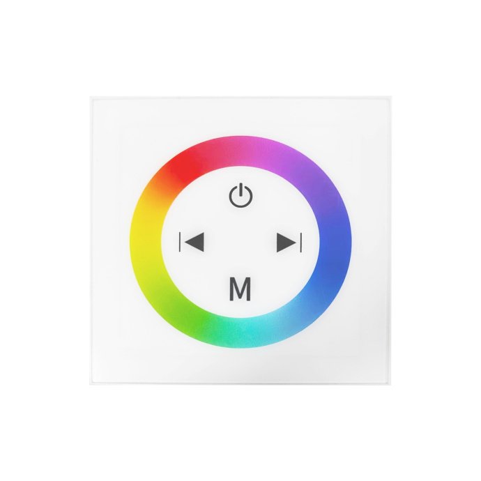 Контроллер RGB с белой сенсорной панелью 86х86х28 мм, Apeyron Electrics SAP-1672, IP20, для LED ленты 12/24В.