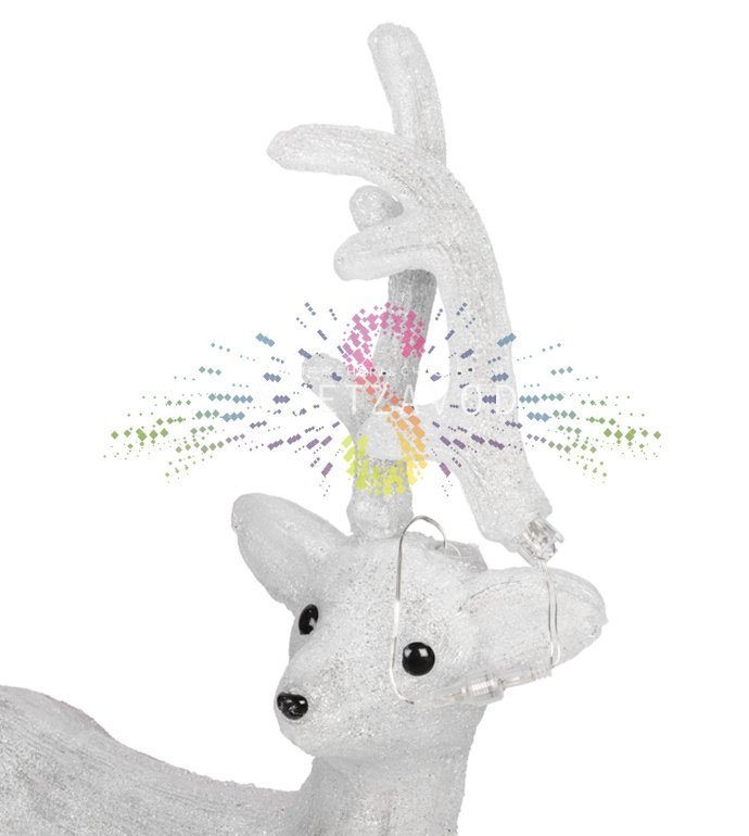 Детальное фото акриловой 3D фигуры Снежный олень с 380 светодиодами, защитой IP65 и блоком питания 31В в комплекте