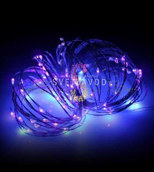 Гирлянда Роса, 20м, 200 LED, 12В, пурпурная, IP65, без блока питания