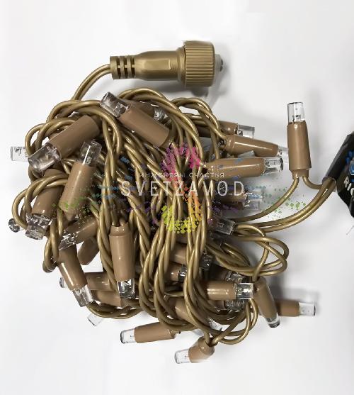 Гирлянда-нить Стринг Лайт, 220В, фиксинг, теплая белая, 10м, бронзовый ПВХ (ДИ), IP65, Rich Led