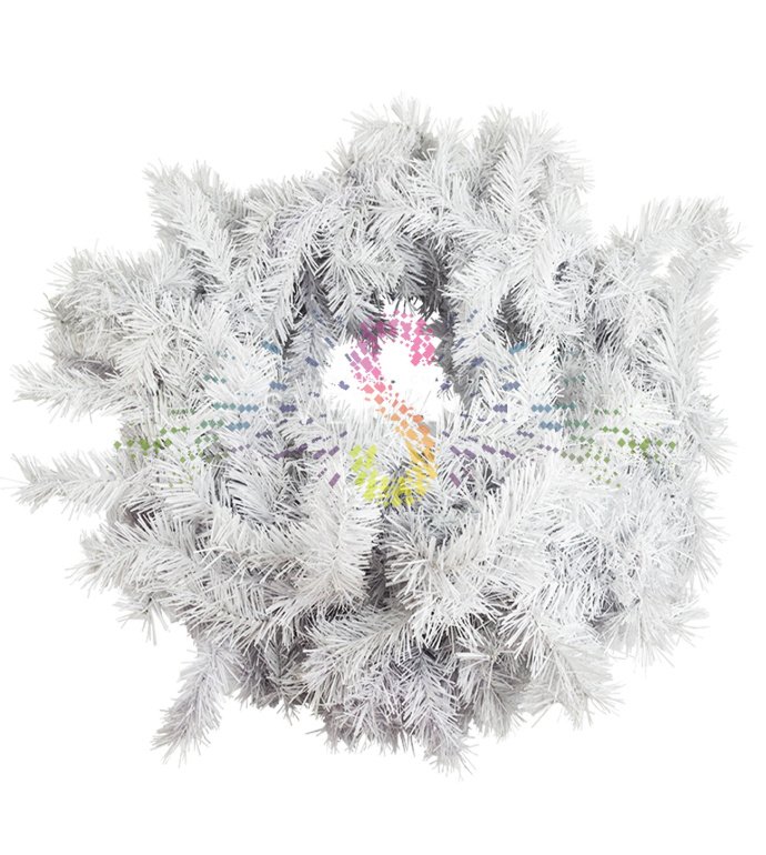 Детальное фото искусственного елового шлейфа Neon-Night: белоснежные ветки из ПВХ, длина 2,7 м, диаметр 36 см.