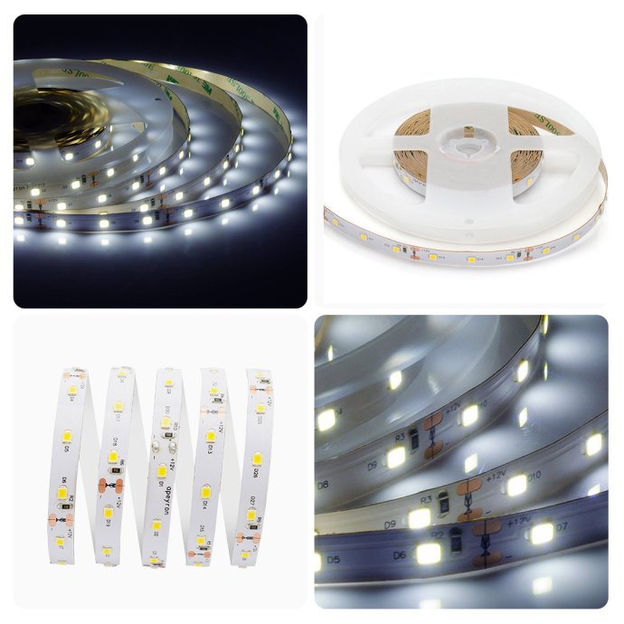Гибкая LED лента холодный белый свет 6500K, SMD2835 60д/м, IP20, 800Лм/м, 5м, для интерьерной подсветки