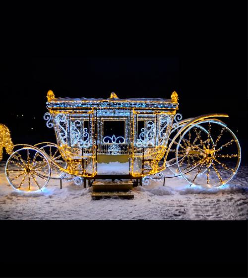 Светодиодная конструкция карета "Королевская карета с лошадьми"