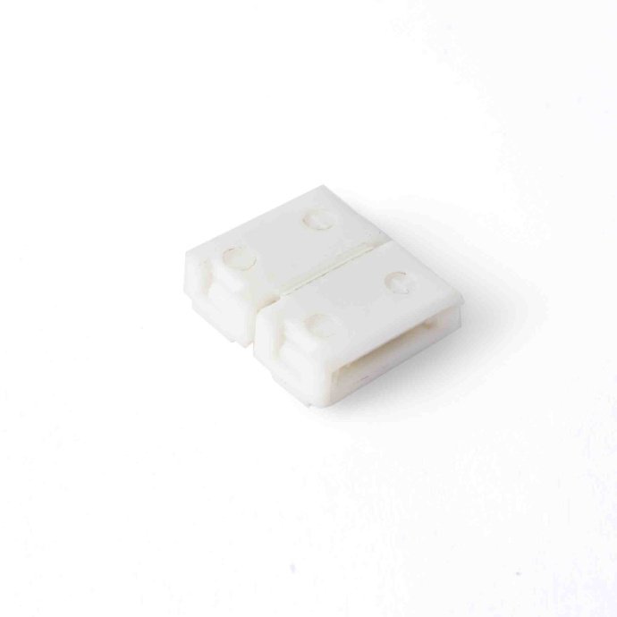 Коннектор 2 pin Apeyron Electrics SAP-1310 для одноцветной ленты 10 мм, белый корпус, медные контакты, вид сверху