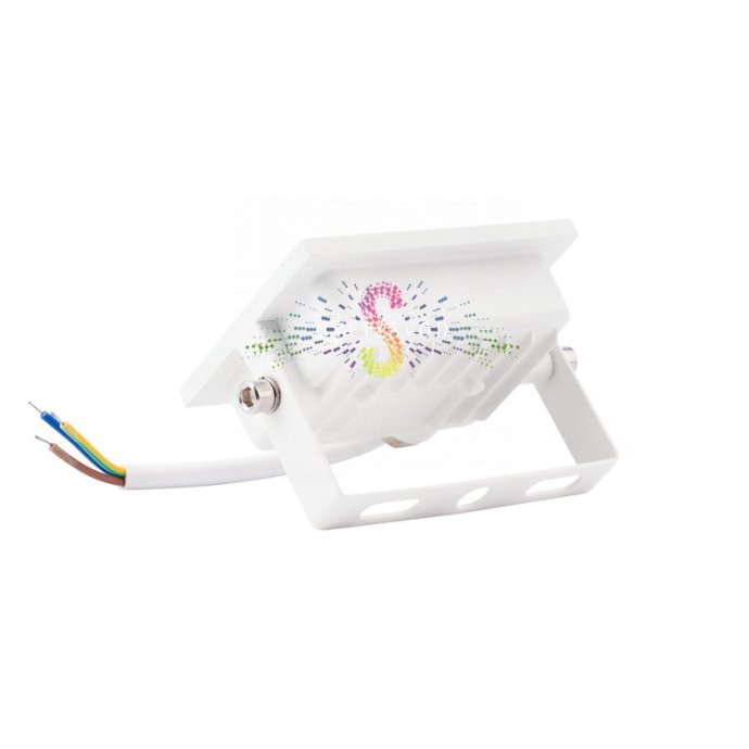 Крупный план светодиодного прожектора REXANT 10Вт в белом корпусе из алюминия, с прозрачным стеклянным рассеивателем и поворотным креплением. Крупный план светодиодного прожектора REXANT 10Вт в белом корпусе из алюминия, с прозрачным стеклянным рассеивателем и поворотным креплением.