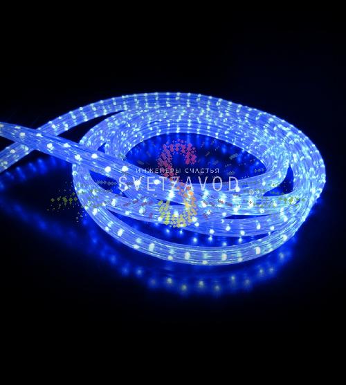 Светодиодный дюралайт, 11х18мм, 220В, 3W, 72 led/м, чейзинг, синий, 100м
