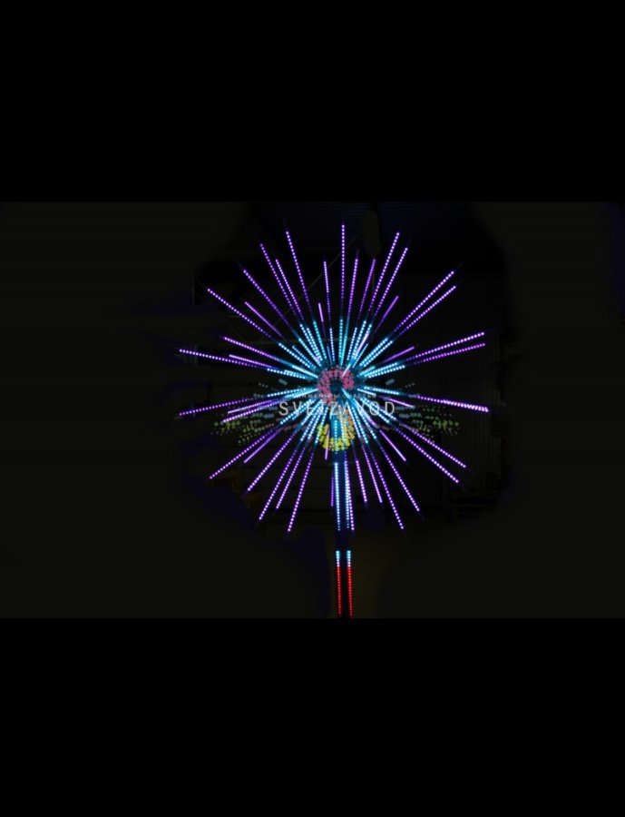 Крупный план светодиодного фейерверка Шар Ø4м (SFW-236) с металлическим каркасом, 52 пластиковыми лучами и контроллером на 12 программ.