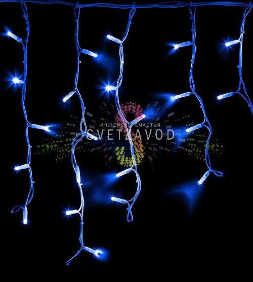 Светодиодная бахрома Айсикл, 4,8х0,6м, мерцающая, 220В, синяя, белый каучук, IP65, с шнуром