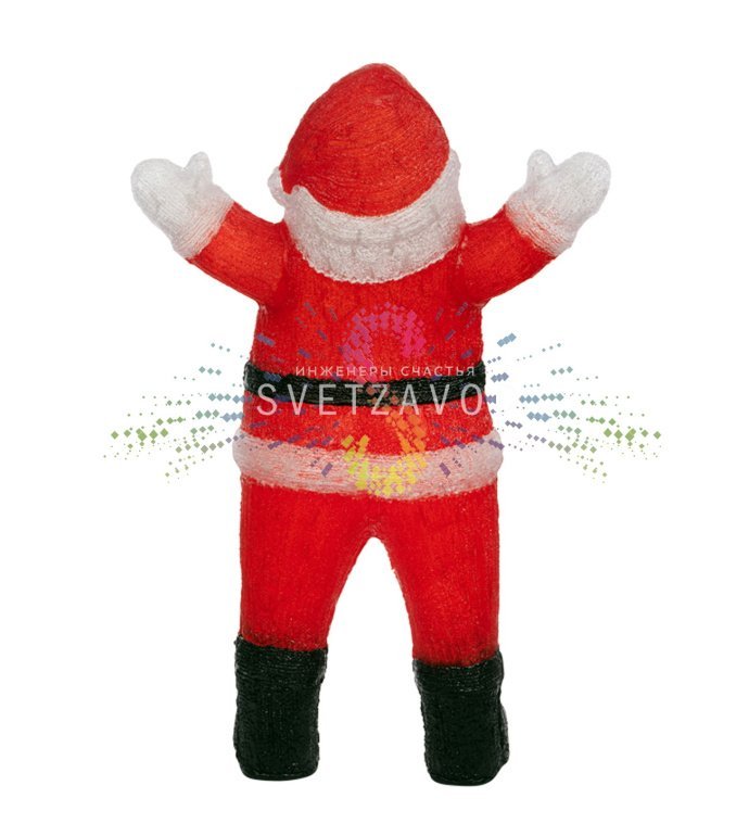 Детальное фото акриловой 3D-фигуры Санта Клауса с 320 светодиодами, подключенной к блоку питания 24В, на примере уличной установки. Детальное фото акриловой 3D-фигуры Санта Клауса с 320 светодиодами, подключенной к блоку питания 24В, на примере уличной установки.