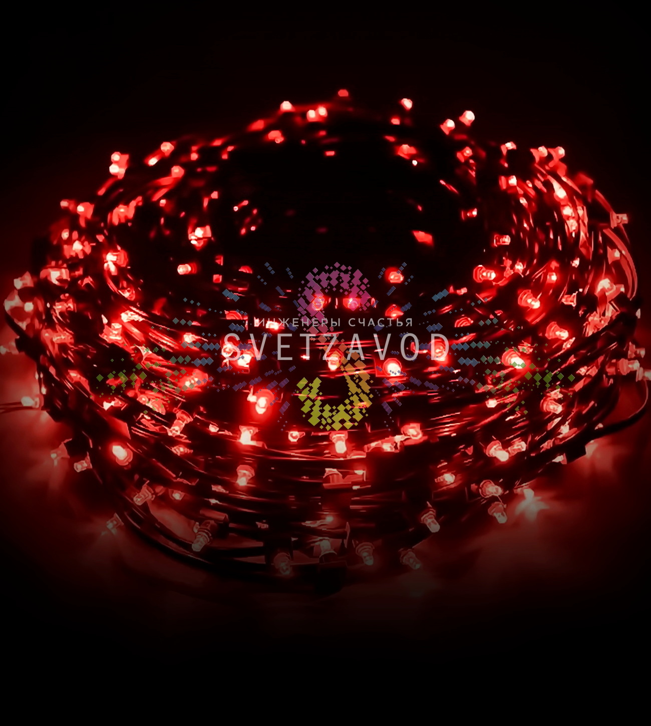 Клип Лайт 12В, фиксинг, красный, 666 LED, 100м, темно-зеленый ПВХ, IP65, с трансформатором