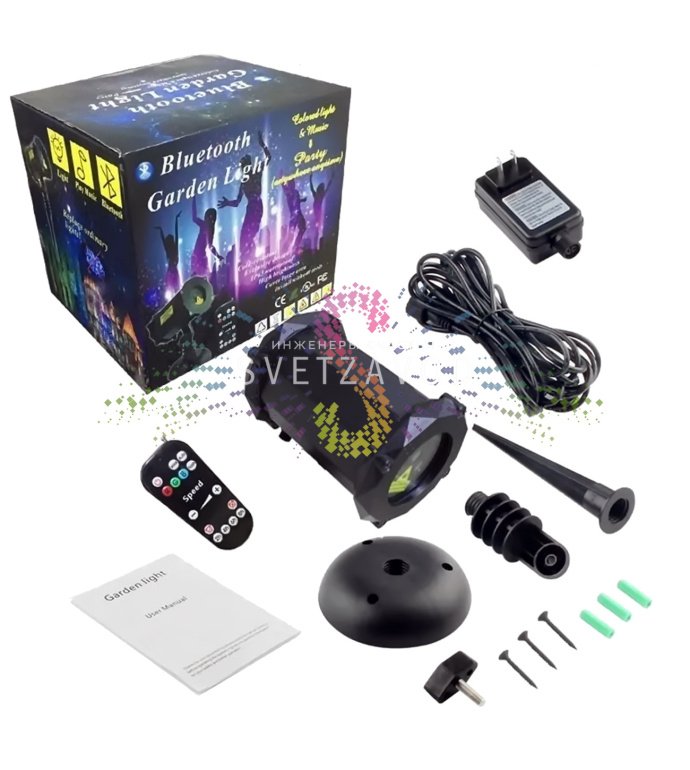 Лазерная подсветка, Garden X-39P-1D, анимация Цветы, 8 узоров, c bluetooth-колонкой