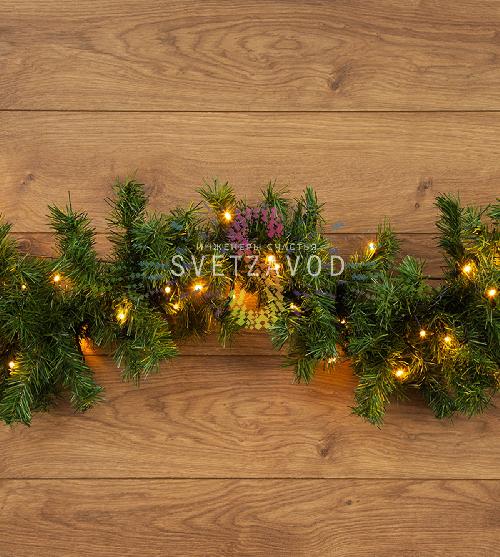 Еловый шлейф искусственный 2,7м, Ø26см, 80LED, 220В, ветки ПВХ, Neon-Night