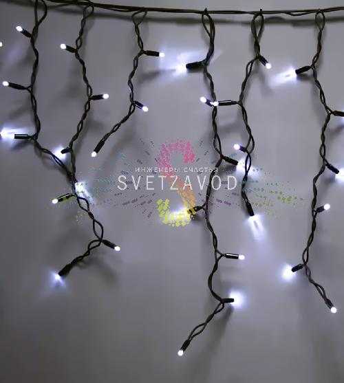 Светодиодная бахрома Айсикл, 3х0,7м, мерцающая, 220В, белая, черный ПВХ, IP65