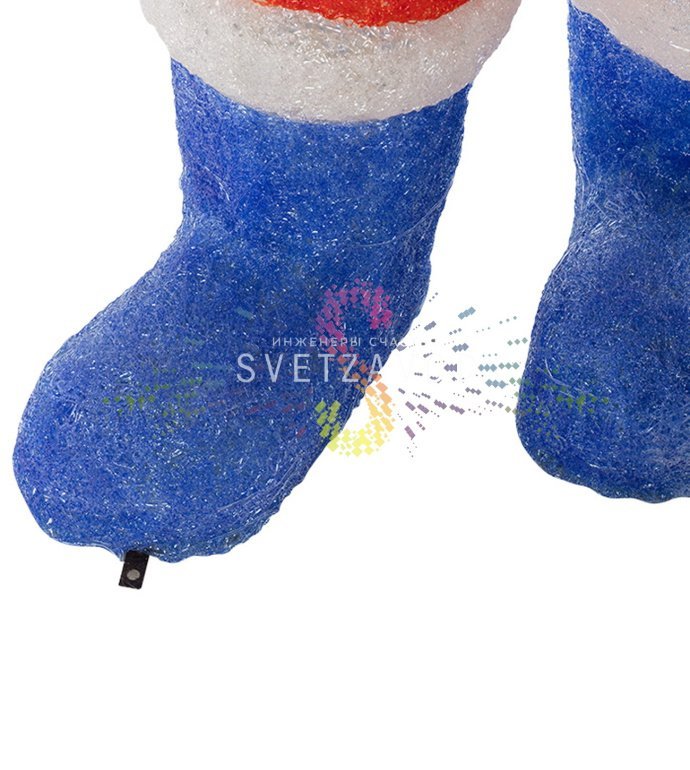 Детальное фото акриловой 3D фигуры Санта Клауса с 4400 светодиодами, демонстрирующее металлический каркас и качество сборки для уличного использования.